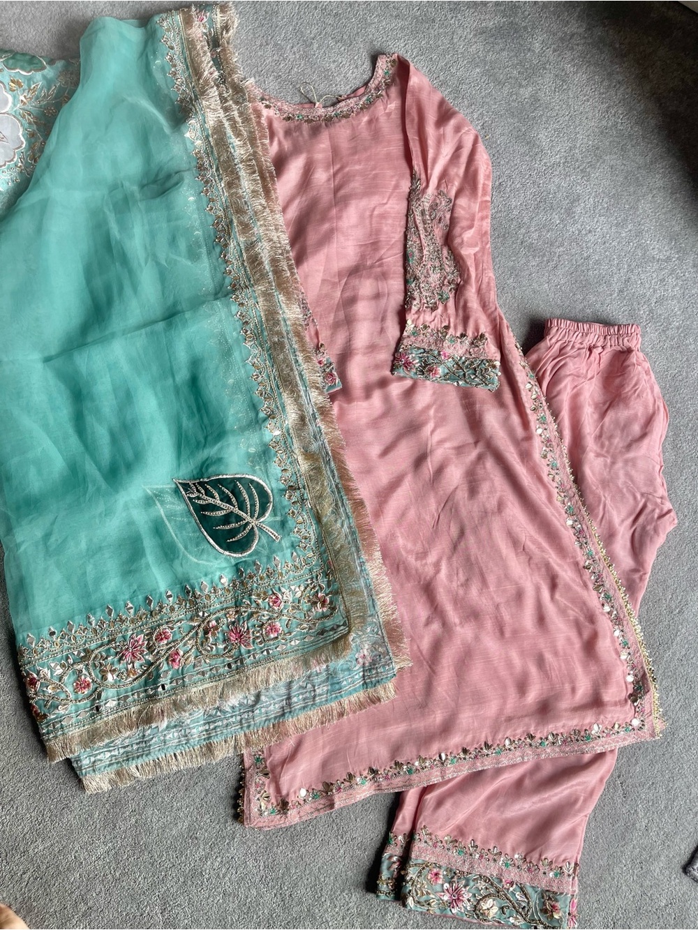 Pakistan fancy hand beaded raw silk dress